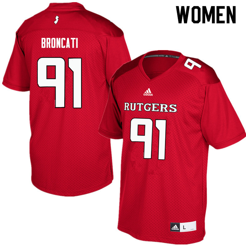 Women #91 David Broncati Rutgers Scarlet Knights College Football Jerseys Sale-Red